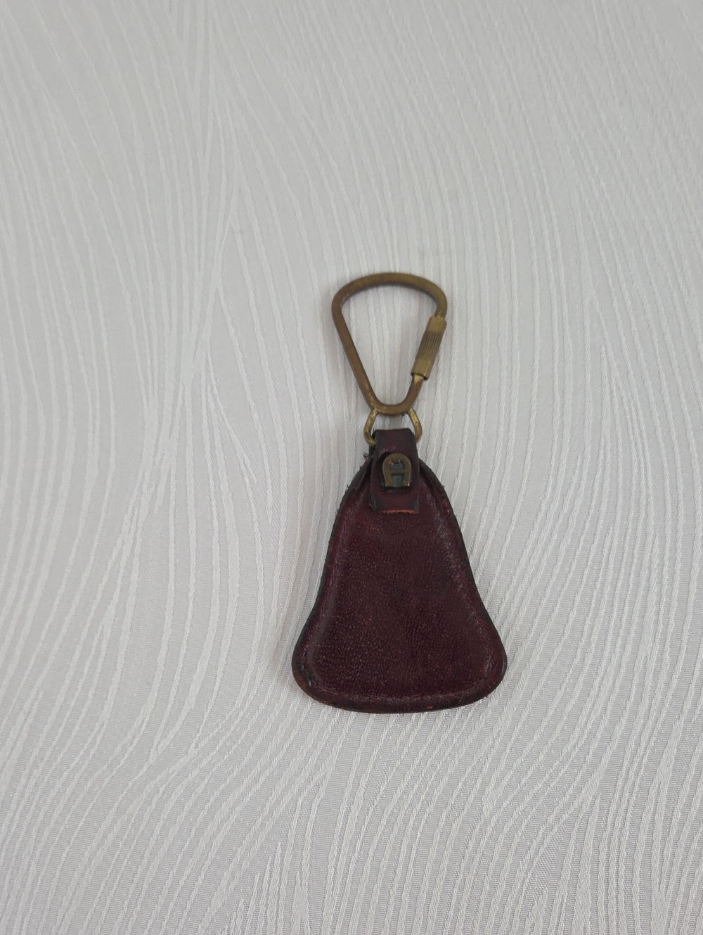 Vintage Etienne Aigner Burgundy Leather Key Chain with Brass Hardware
